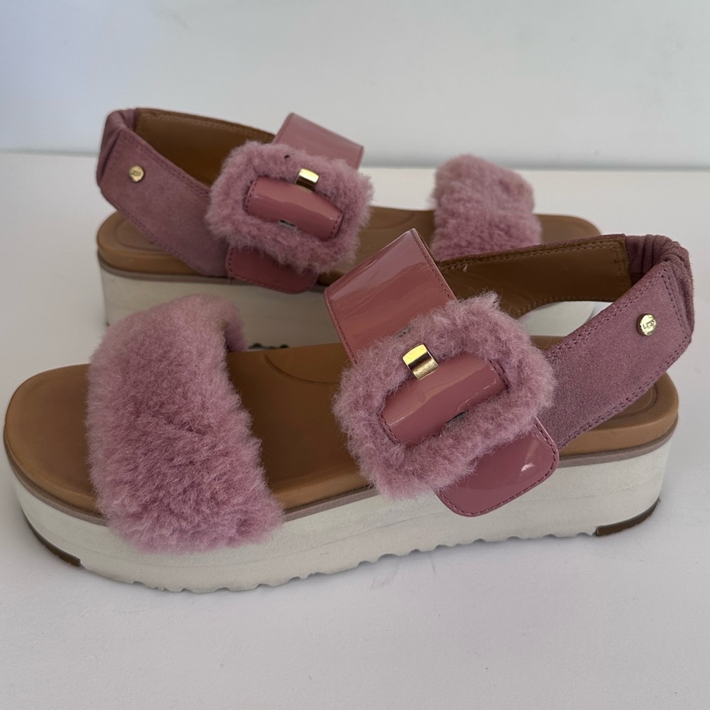 Ugg Australia Le Fluff Chella Slingback Sandals light Pink Size 7 - Picture 4 of 12